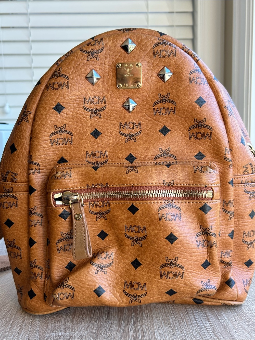 MCM Cognac Visetos Mini Leather Backpack - Cognac